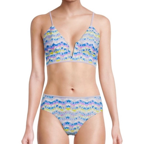 Time and Tru Women's 2-Pieces Wave Print Bikini Swimsuit Size M (8-10) - Picture 1 of 13